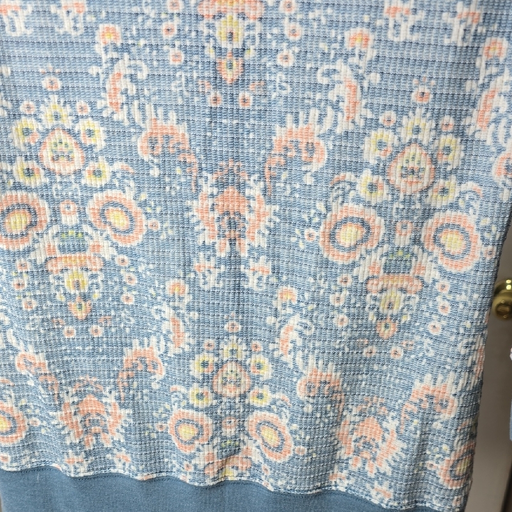 Free People Thermal Knit Floral Hoodie - Blue W/Florals - Picture 7 of 7